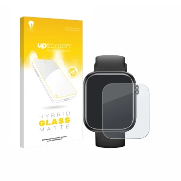 Parte frontale di una confezione del prodotto con il logo del marchio upscreen. Accanto è raffigurato il dispositivo RLQA G104