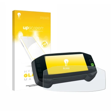 Parte frontale di una confezione del prodotto con il logo del marchio upscreen. Accanto è raffigurato il dispositivo Suzuki DR