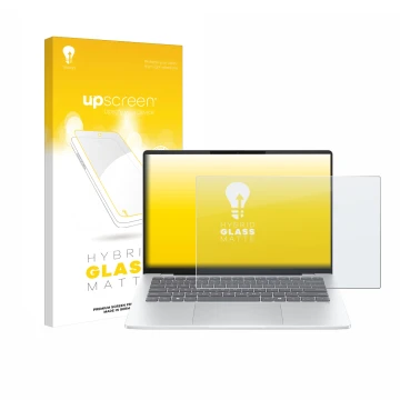 Parte frontale di una confezione del prodotto con il logo del marchio upscreen. Accanto è raffigurato il dispositivo HP OmniBo