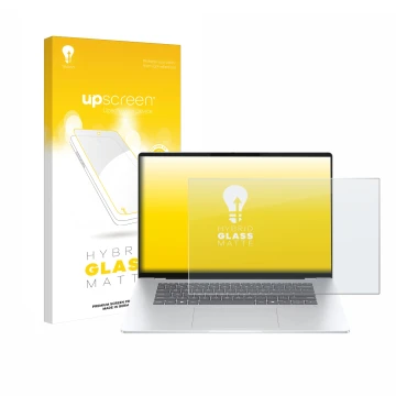 Parte frontale di una confezione del prodotto con il logo del marchio upscreen. Accanto è raffigurato il dispositivo HP OmniBo