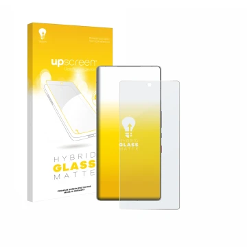 Parte frontale di una confezione del prodotto con il logo del marchio upscreen. Accanto è raffigurato il dispositivo ZTE Nubia