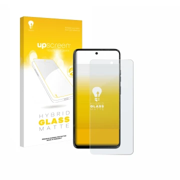 Parte frontale di una confezione del prodotto con il logo del marchio upscreen. Accanto è raffigurato il dispositivo Motorola 
