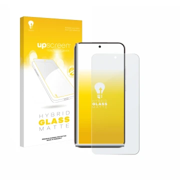 Parte frontale di una confezione del prodotto con il logo del marchio upscreen. Accanto è raffigurato il dispositivo Oppo Reno