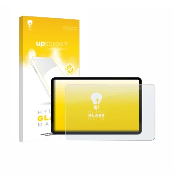 Parte frontale di una confezione del prodotto con il logo del marchio upscreen. Accanto è raffigurato il dispositivo Volla Tab