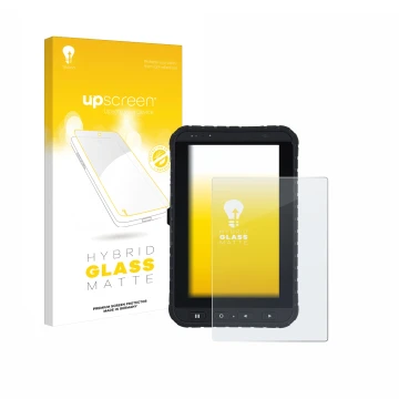 Parte frontale di una confezione del prodotto con il logo del marchio upscreen. Accanto è raffigurato il dispositivo Winmate M