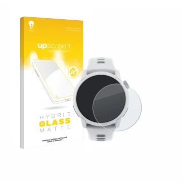 Parte frontale di una confezione del prodotto con il logo del marchio upscreen. Accanto è raffigurato il dispositivo Coros Pac