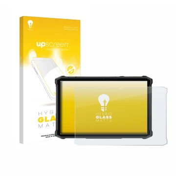 Parte frontale di una confezione del prodotto con il logo del marchio upscreen. Accanto è raffigurato il dispositivo Ulefone A