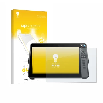 Parte frontale di una confezione del prodotto con il logo del marchio upscreen. Accanto è raffigurato il dispositivo Lowrance 
