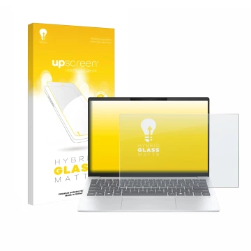 Parte frontale di una confezione del prodotto con il logo del marchio upscreen. Accanto è raffigurato il dispositivo HP OmniBo