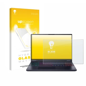 Parte frontale di una confezione del prodotto con il logo del marchio upscreen. Accanto è raffigurato il dispositivo Acer Pred