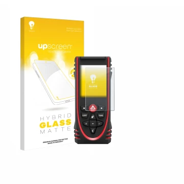 Parte frontale di una confezione del prodotto con il logo del marchio upscreen. Accanto è raffigurato il dispositivo Leica DIS