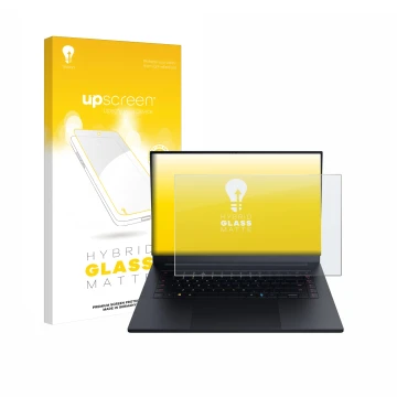 Parte frontale di una confezione del prodotto con il logo del marchio upscreen. Accanto è raffigurato il dispositivo Razer Bla