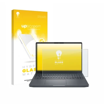 Parte frontale di una confezione del prodotto con il logo del marchio upscreen. Accanto è raffigurato il dispositivo Dell Pro 