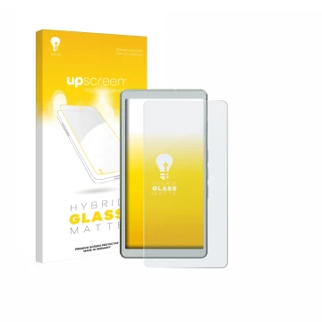 Parte frontale di una confezione del prodotto con il logo del marchio upscreen. Accanto è raffigurato il dispositivo Viwoods A