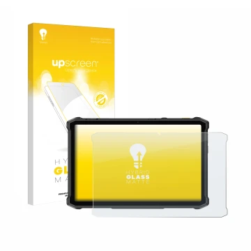 Parte frontale di una confezione del prodotto con il logo del marchio upscreen. Accanto è raffigurato il dispositivo Ulefone A