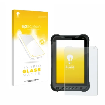 Parte frontale di una confezione del prodotto con il logo del marchio upscreen. Accanto è raffigurato il dispositivo Unitech T