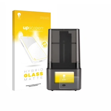 Parte frontale di una confezione del prodotto con il logo del marchio upscreen. Accanto è raffigurato il dispositivo Anycubic 