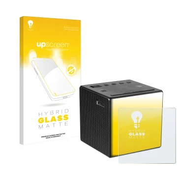 Parte frontale di una confezione del prodotto con il logo del marchio upscreen. Accanto è raffigurato il dispositivo Sony ICF-