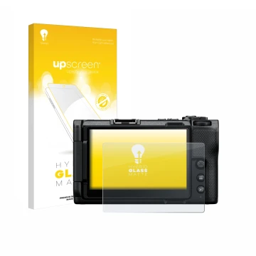 Parte frontale di una confezione del prodotto con il logo del marchio upscreen. Accanto è raffigurato il dispositivo Nikon ZR 