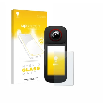 Parte frontale di una confezione del prodotto con il logo del marchio upscreen. Accanto è raffigurato il dispositivo Labpano P