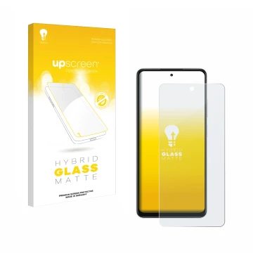 Parte frontale di una confezione del prodotto con il logo del marchio upscreen. Accanto è raffigurato il dispositivo Oppo A5x 