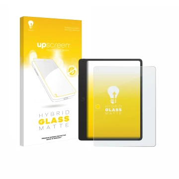 Parte frontale di una confezione del prodotto con il logo del marchio upscreen. Accanto è raffigurato il dispositivo TCL Note 