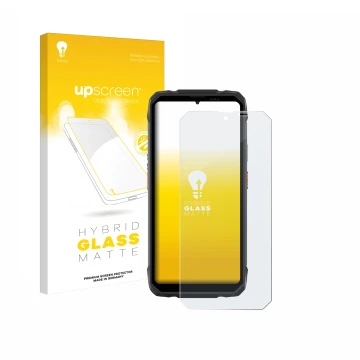 Parte frontale di una confezione del prodotto con il logo del marchio upscreen. Accanto è raffigurato il dispositivo Blackview