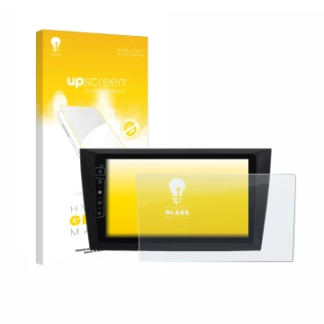 Parte frontale di una confezione del prodotto con il logo del marchio upscreen. Accanto è raffigurato il dispositivo Dynavin D