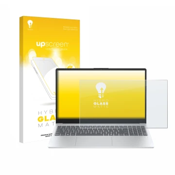 Parte frontale di una confezione del prodotto con il logo del marchio upscreen. Accanto è raffigurato il dispositivo HP OmniBo