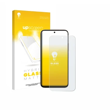 Parte frontale di una confezione del prodotto con il logo del marchio upscreen. Accanto è raffigurato il dispositivo Oppo A6t 