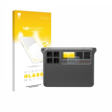 Parte frontale di una confezione del prodotto con il logo del marchio upscreen. Accanto è raffigurato il dispositivo DJI Power