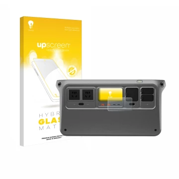 Parte frontale di una confezione del prodotto con il logo del marchio upscreen. Accanto è raffigurato il dispositivo DJI Power