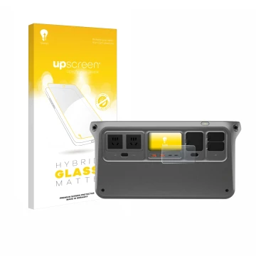 Parte frontale di una confezione del prodotto con il logo del marchio upscreen. Accanto è raffigurato il dispositivo DJI Power