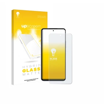 Parte frontale di una confezione del prodotto con il logo del marchio upscreen. Accanto è raffigurato il dispositivo realme P4