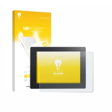 Parte frontale di una confezione del prodotto con il logo del marchio upscreen. Accanto è raffigurato il dispositivo Weintek c