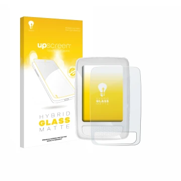 Parte frontale di una confezione del prodotto con il logo del marchio upscreen. Accanto è raffigurato il dispositivo Giant Axa