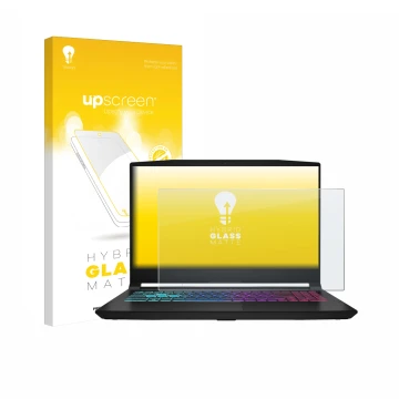 Parte frontale di una confezione del prodotto con il logo del marchio upscreen. Accanto è raffigurato il dispositivo MSI Katan