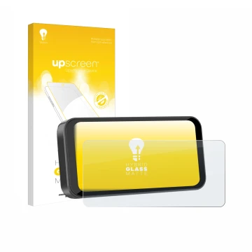 Parte frontale di una confezione del prodotto con il logo del marchio upscreen. Accanto è raffigurato il dispositivo Carpuride