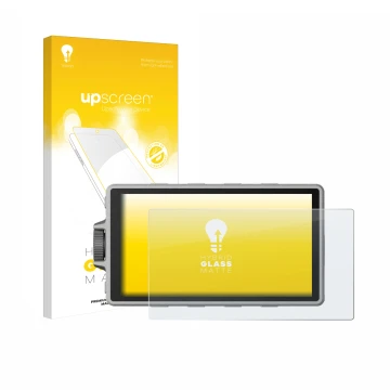 Parte frontale di una confezione del prodotto con il logo del marchio upscreen. Accanto è raffigurato il dispositivo DJI Ronin