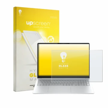 Parte frontale di una confezione del prodotto con il logo del marchio upscreen. Accanto è raffigurato il dispositivo HP OmniBo