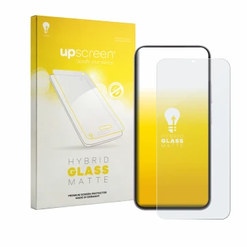Parte frontale di una confezione del prodotto con il logo del marchio upscreen. Accanto è raffigurato il dispositivo realme C1