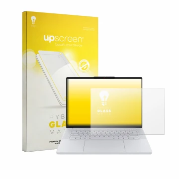 Parte frontale di una confezione del prodotto con il logo del marchio upscreen. Accanto è raffigurato il dispositivo Lenovo Go