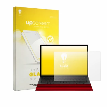 Parte frontale di una confezione del prodotto con il logo del marchio upscreen. Accanto è raffigurato il dispositivo HP Scuder