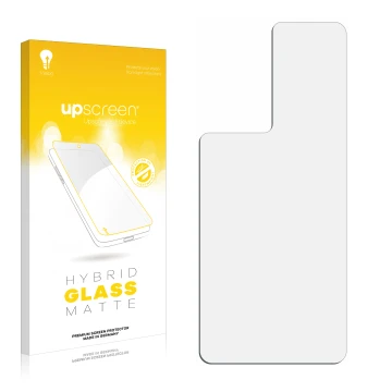 Parte frontale di una confezione del prodotto con il logo del marchio upscreen. Accanto si trova la protezione per lo schermo 