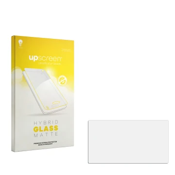 Parte frontale di una confezione del prodotto con il logo del marchio upscreen. Accanto si trova la protezione per lo schermo 