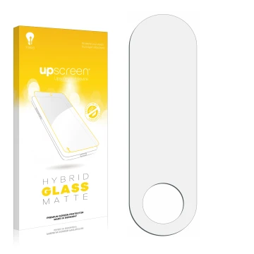 Parte frontale di una confezione del prodotto con il logo del marchio upscreen. Accanto si trova la protezione per lo schermo 