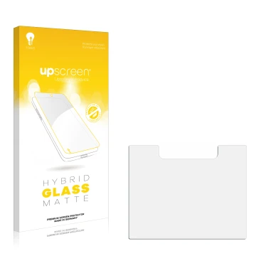 Parte frontale di una confezione del prodotto con il logo del marchio upscreen. Accanto si trova la protezione per lo schermo 