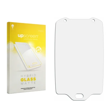 Parte frontale di una confezione del prodotto con il logo del marchio upscreen. Accanto si trova la protezione per lo schermo 