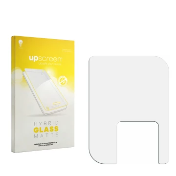 Parte frontale di una confezione del prodotto con il logo del marchio upscreen. Accanto si trova la protezione per lo schermo 