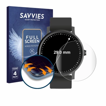 Parte frontale di una confezione del prodotto con il logo del marchio Savvies. Accanto è raffigurato il dispositivo Orologi (C